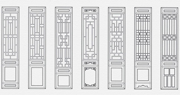 隆阳常用中式仿古花窗图案隔断设计图